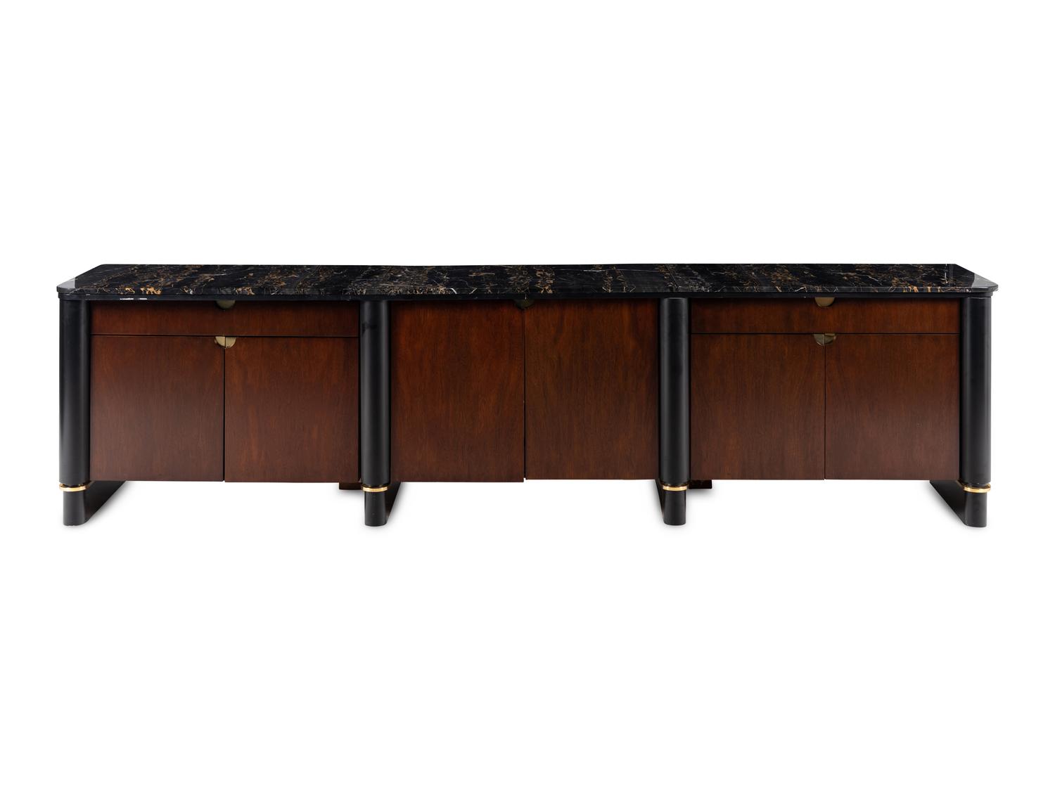 A Custom Contemporary Marble-Top Console Cabinet