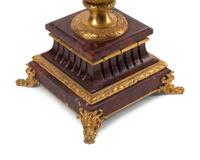 A Pair of Napoleon III Gilt Bronze and Rouge Griotte Marble Nine-Light Candelabra