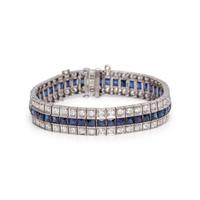 ART DECO, DIAMOND AND SYNTHETIC SAPPHIRE BRACELET
