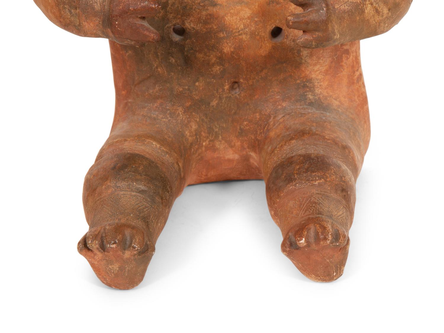 Two Quimbaya Style Pottery Seated Figures