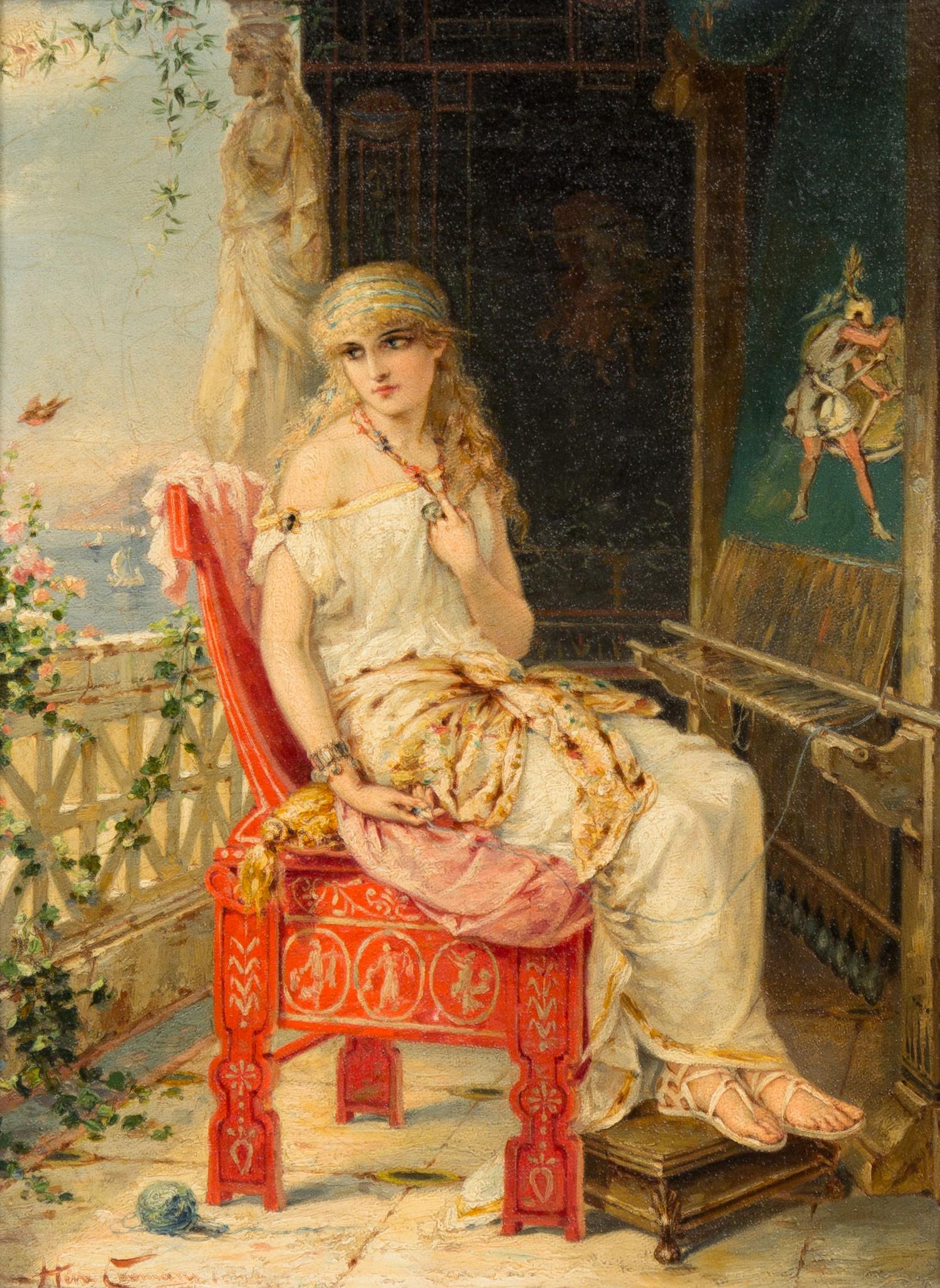 Heva Coomans, (Belgian, fl. 1883-1890), Penelope Awaiting Odysseus