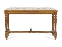 A Louis XVI Style Giltwood and Upholstered Bench