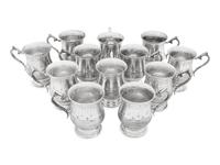 A Set of Twelve Silver-Plate Cups with Handles