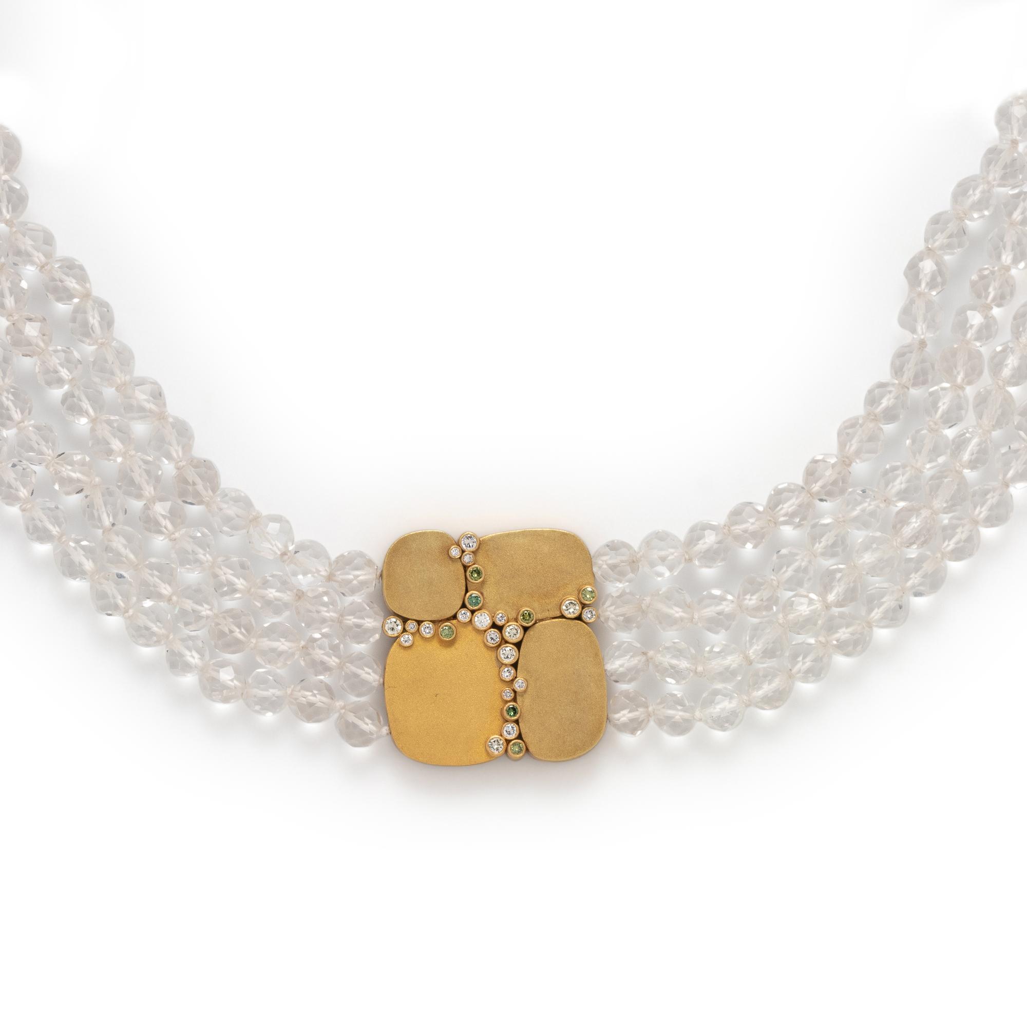RENA KOOPMAN, ROCK CRYSTAL, DIAMOND AND COLORED DIAMOND NECKLACE