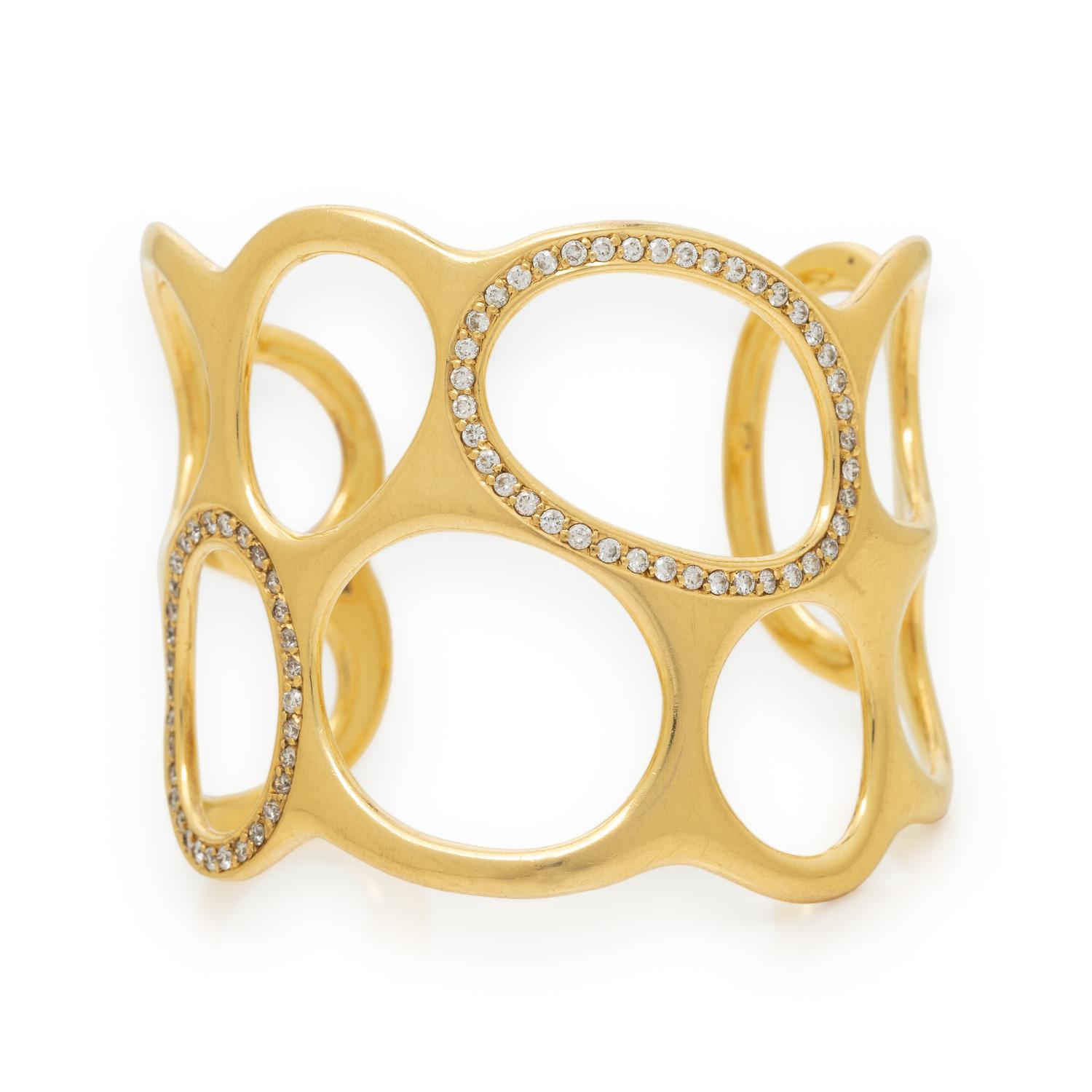 YELLOW GOLD AND DIAMOND CUFF BRACELET