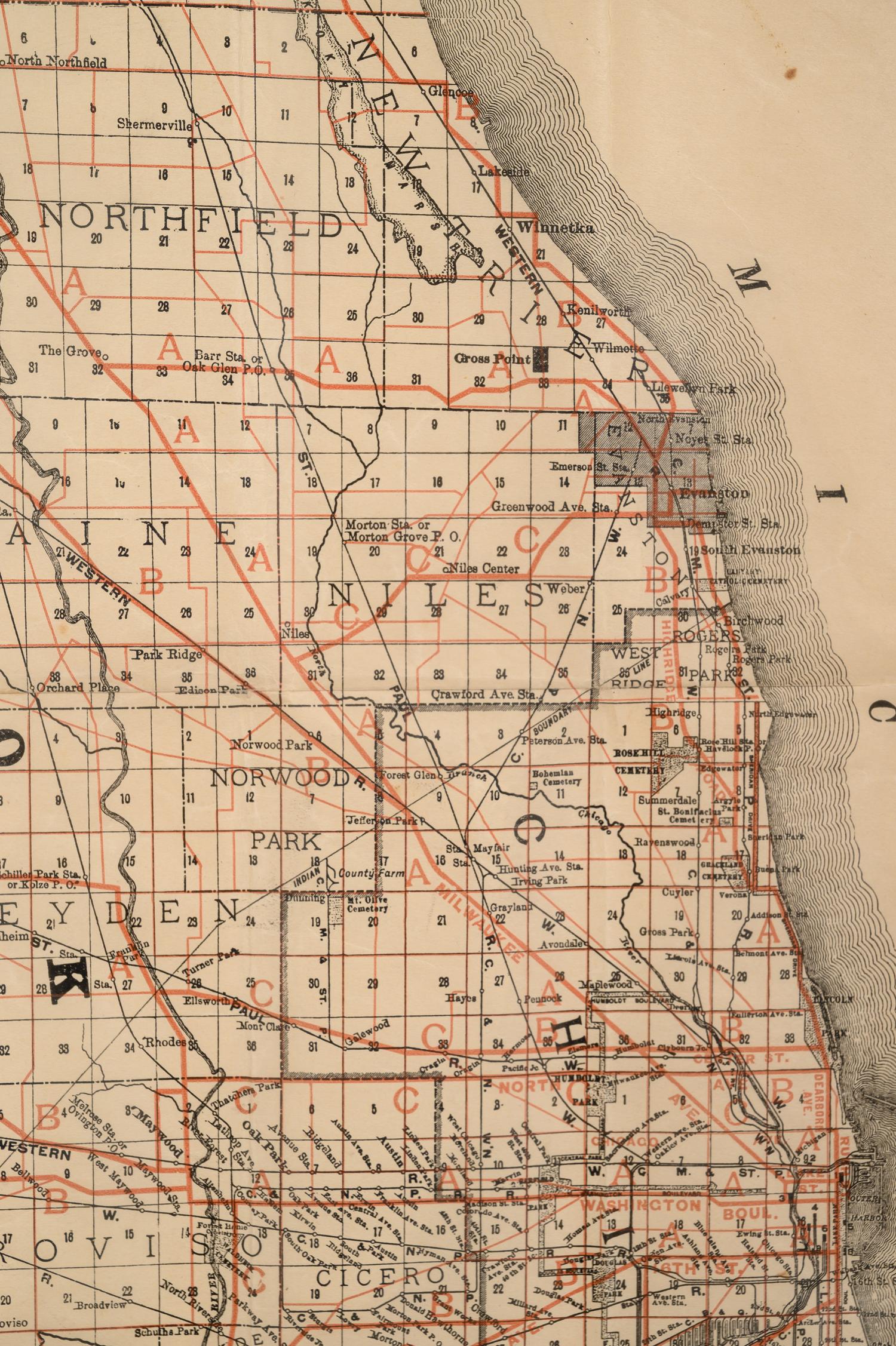 [CHICAGO] -- New Cyclists' Map of Chicago. Chicago: Rand, McNally & Co., 1896.