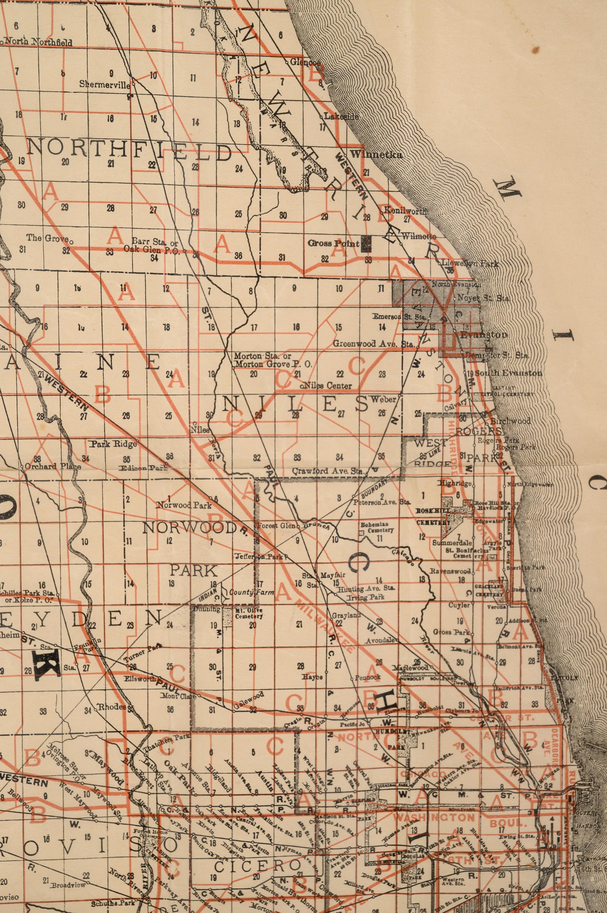 [CHICAGO] -- New Cyclists' Map of Chicago. Chicago: Rand, McNally & Co., 1896.