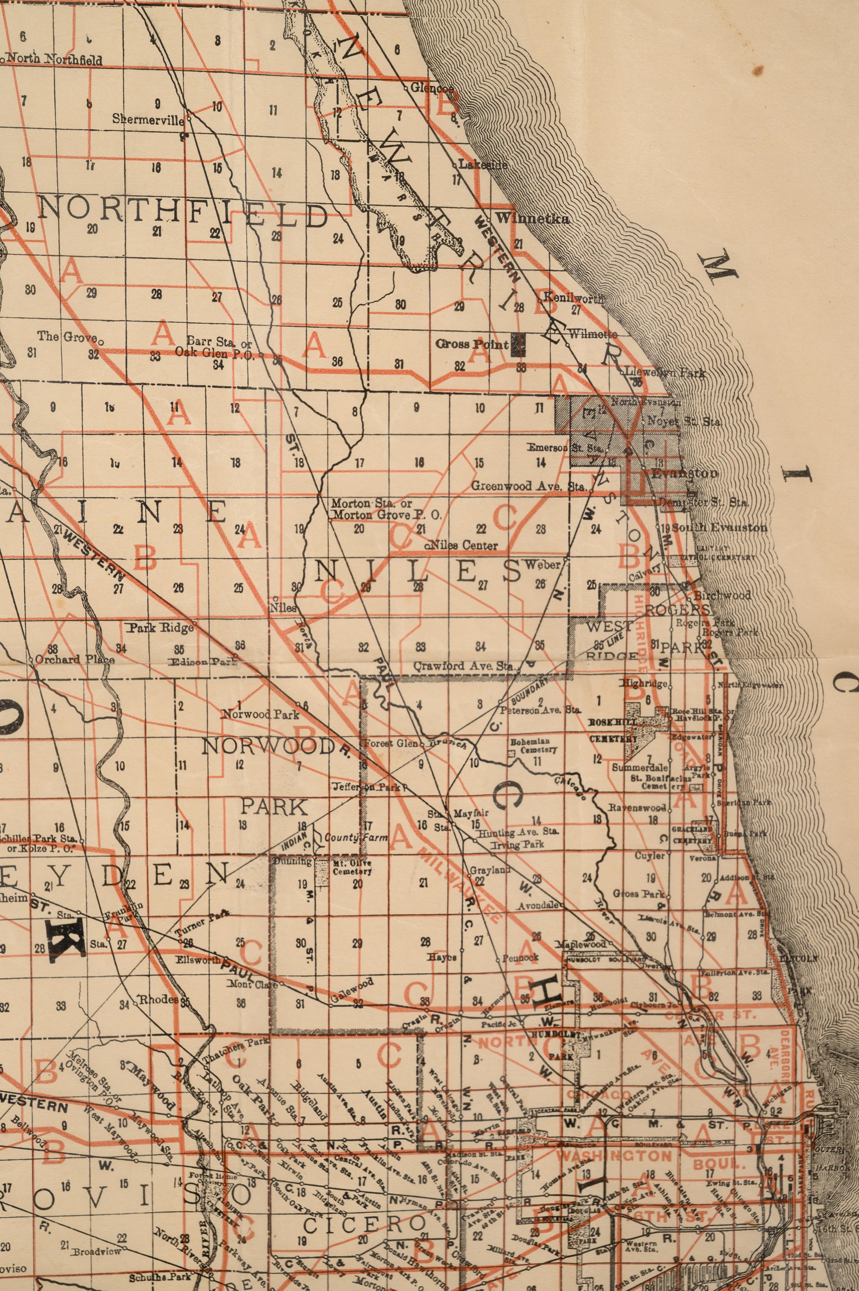 [CHICAGO] -- New Cyclists' Map of Chicago. Chicago: Rand, McNally & Co., 1896.