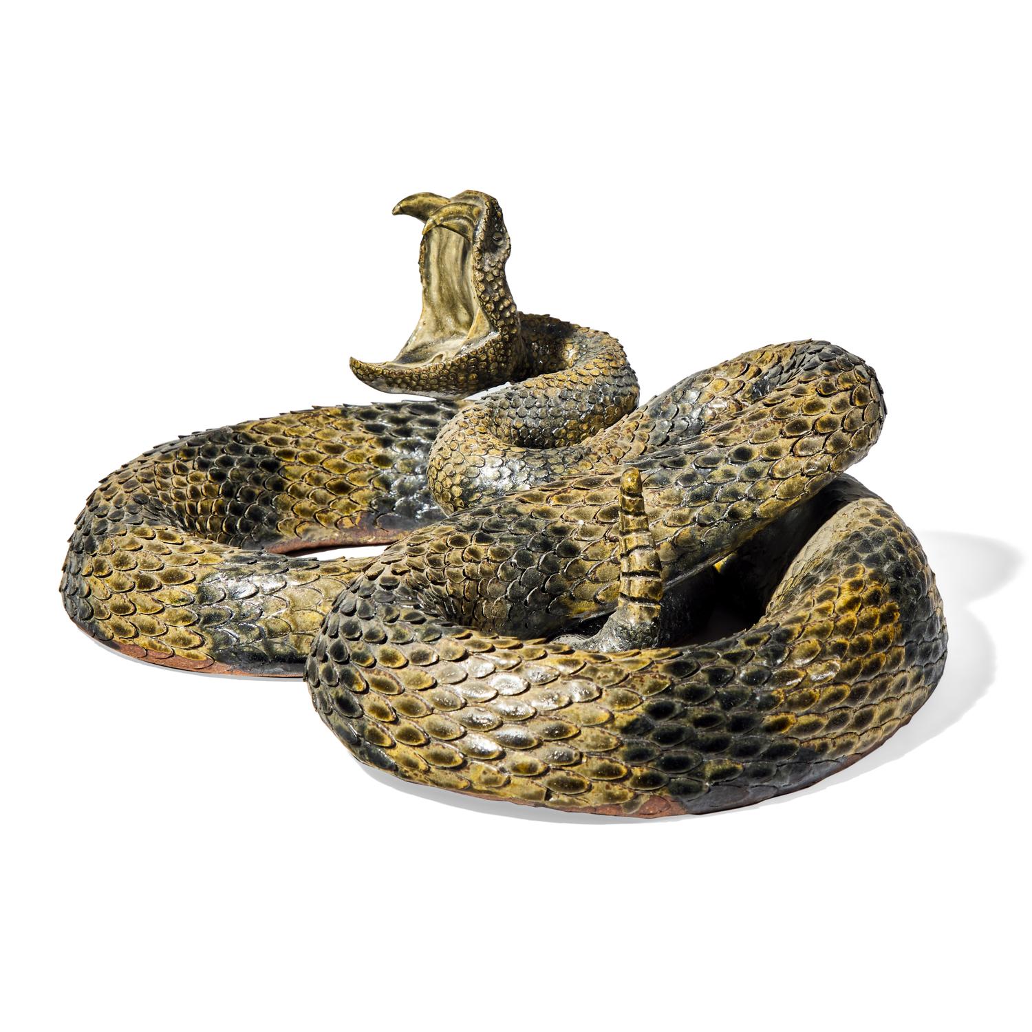 Michael Crocker (b. 1956) and Melvin S. Crocker (b. 1959), A Glazed Stoneware Work: Rattlesnake