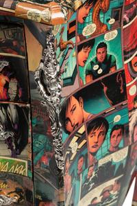 A Pair of Comic-Découpaged Small Commodes