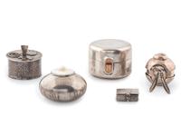 Group of Southwester-style Silver Lidded Boxes