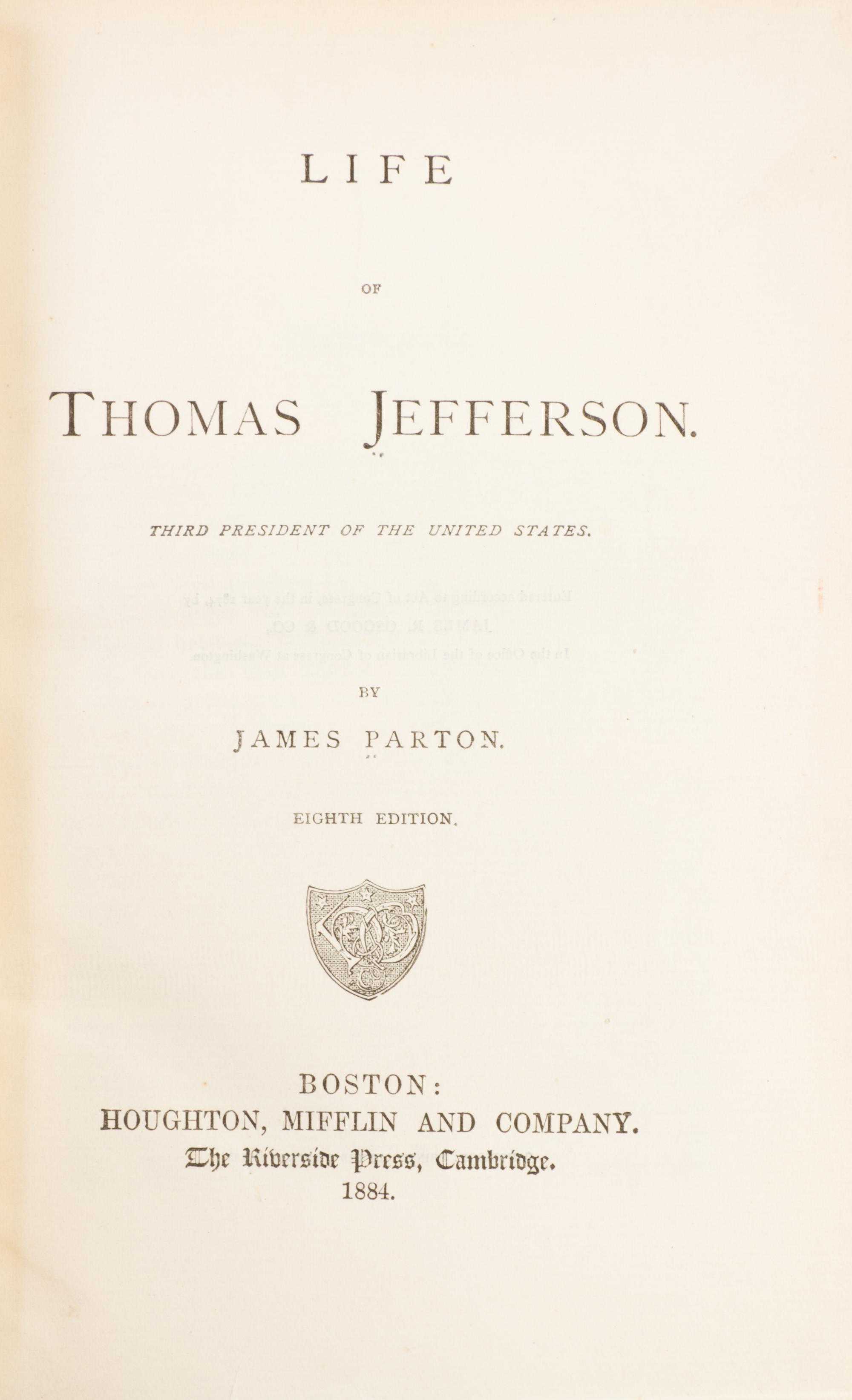 (MADISON, JAMES) The Papers. NY, 1844. 3 vols. With 5 others.