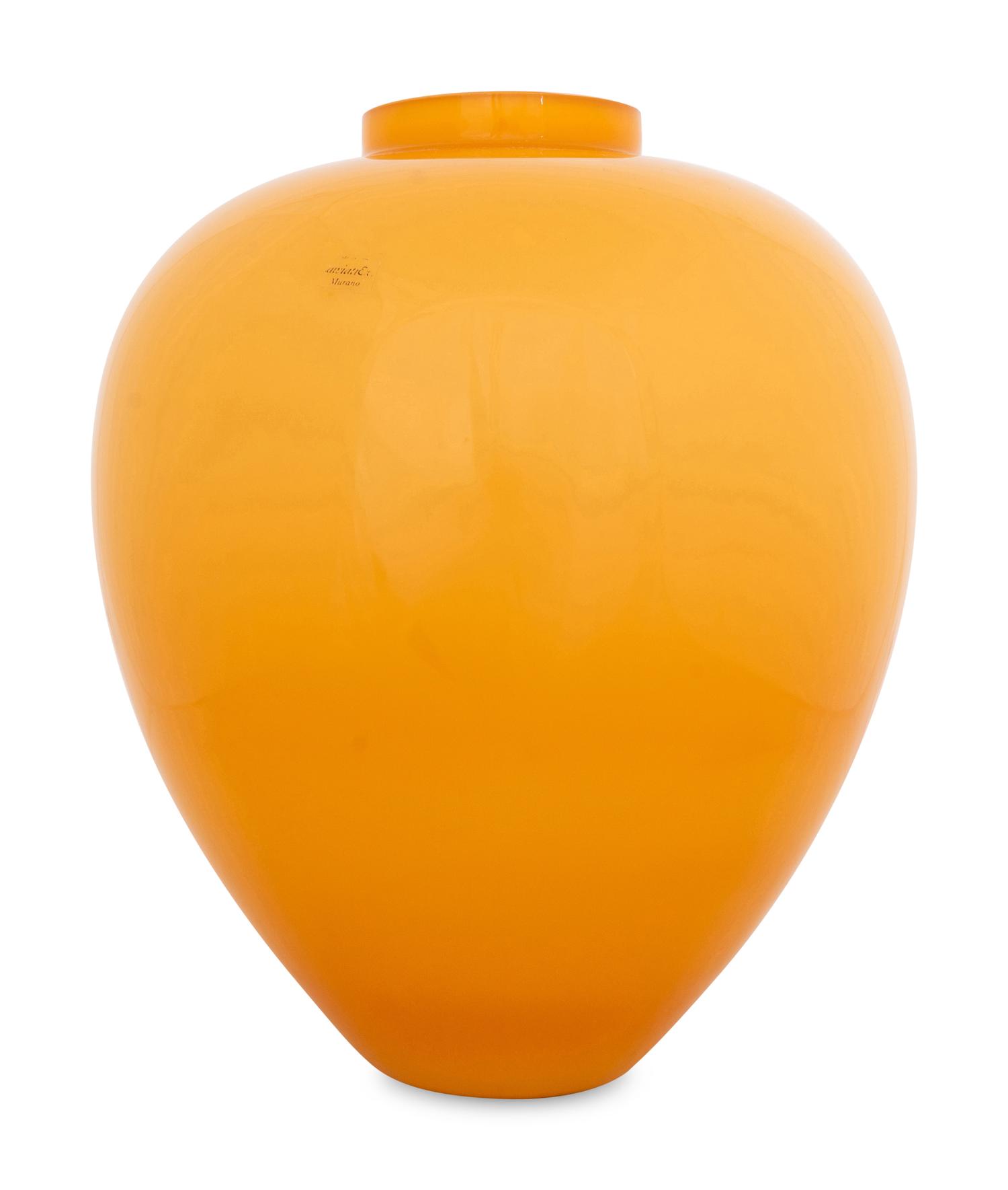 A Large Vetri Murano Glass Vase and a Lundberg Studios Glass Vase