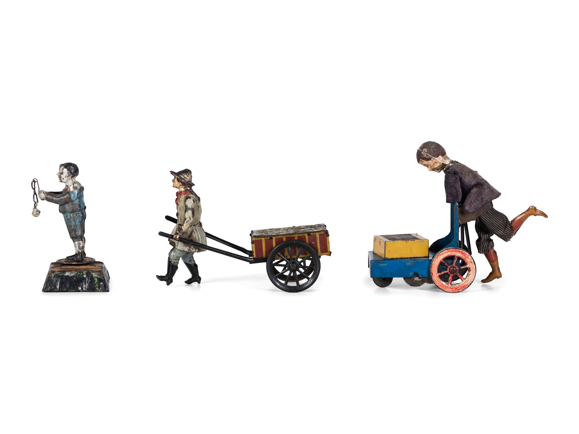 Three Painted Tin Windup Toys