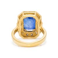 SAPPHIRE, DIAMOND, AND YELLOW GOLD RING