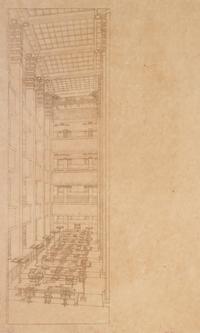 WRIGHT, FRANK LLOYD. Tafel XXXIII... 3 blueprint lithos from the Wasmuth portfolio. Framed.