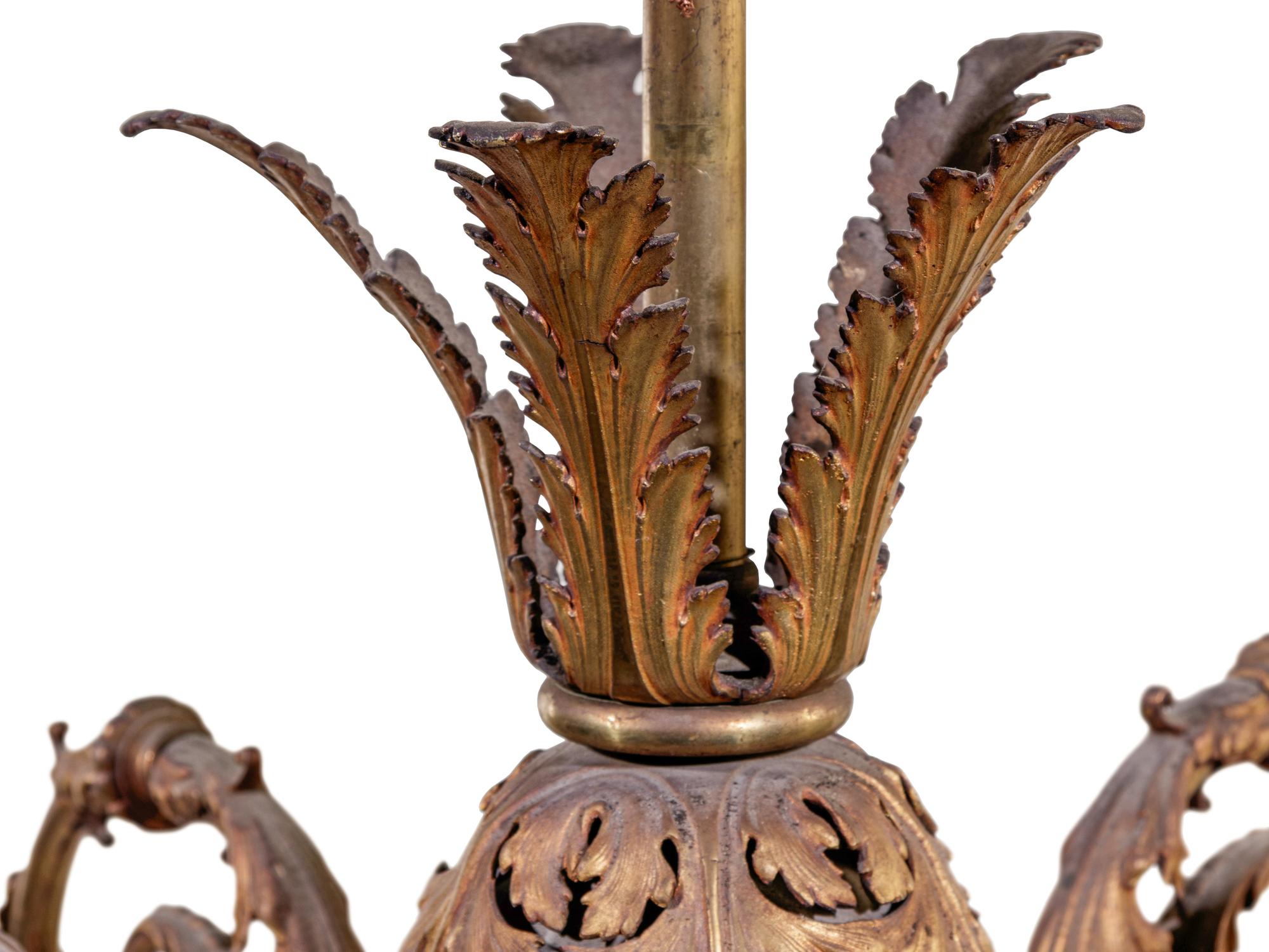 A French Gilt Bronze and Glass Globular Chandelier