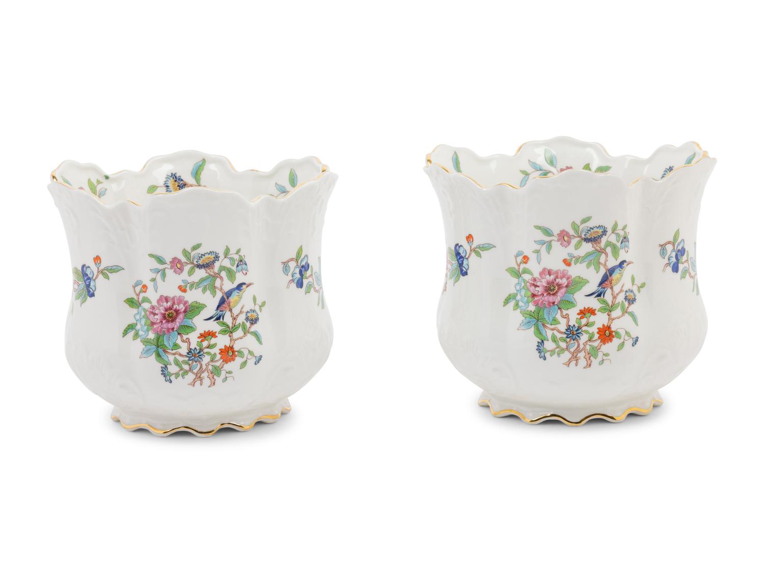 A Pair of Aynsley Porcelain Cache Pots