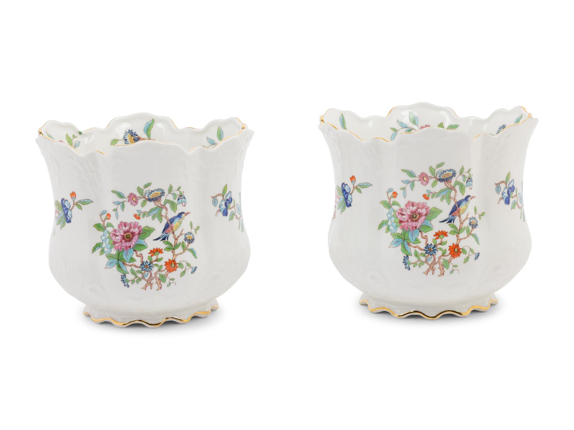 A Pair of Aynsley Porcelain Cache Pots