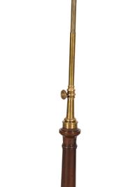 A Mahogany Two Light Floor Lamp with Table Shelf and a Jardinière Stand
