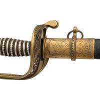 German Silver Gripped Officers Sword Inscribed to Isaiah Conley - 101st PA Infantry - POW and Prison Escapee