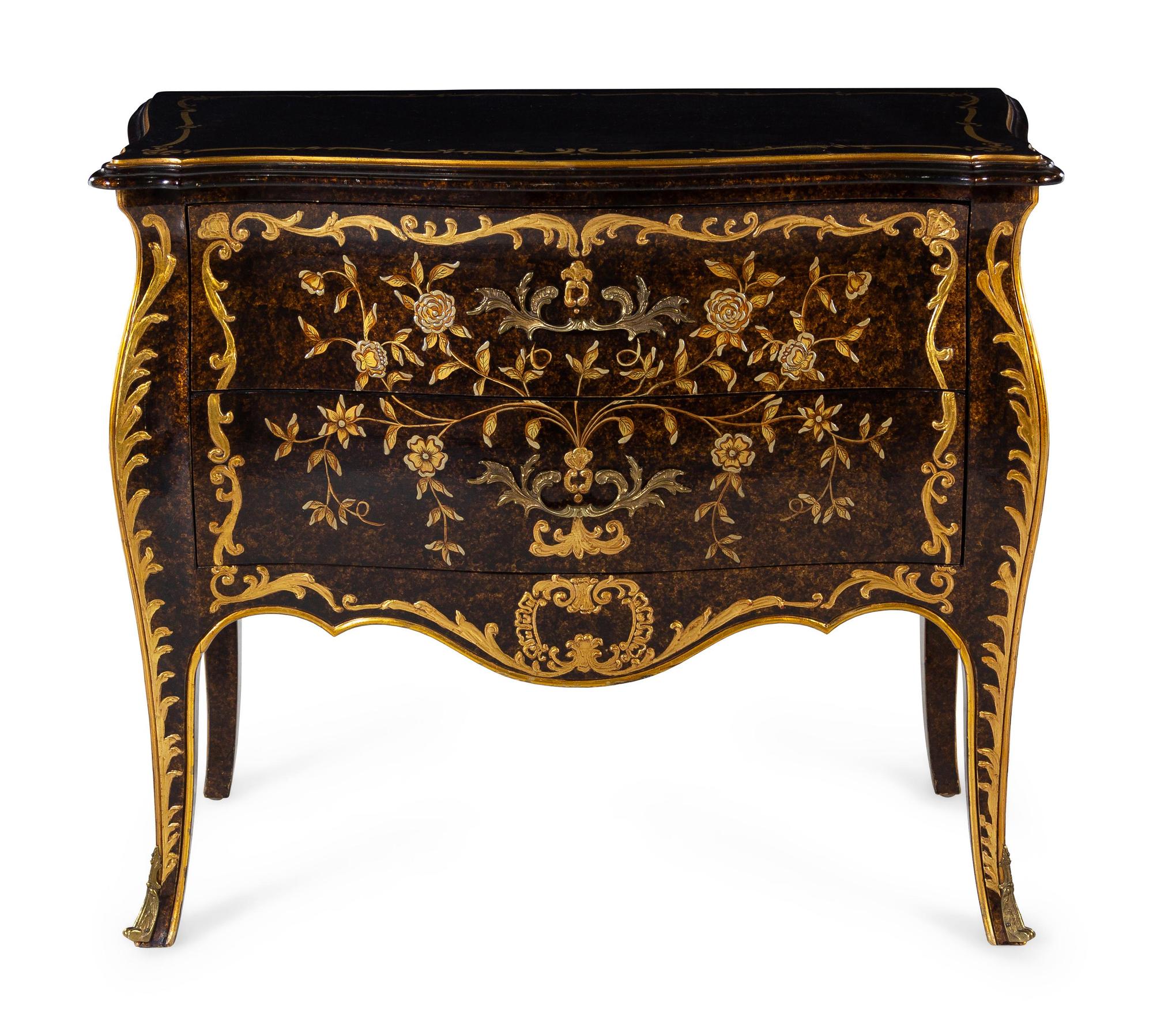 A Louis XV Style Parcel-Gilt and Lacquered Commode — WIDDICOMB