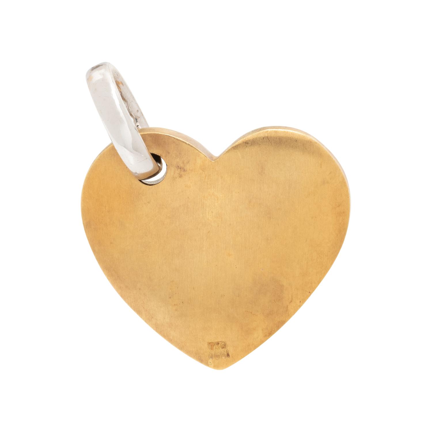 OGGI, BICOLOR GOLD AND DIAMOND HEART PENDANT