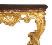 A Louis XV Giltwood and Marble Top Console Table