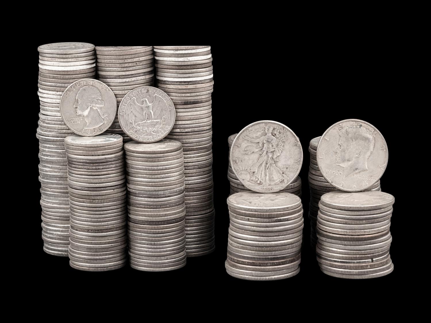 A Collection of Pre-1965 50c and 25c Coins