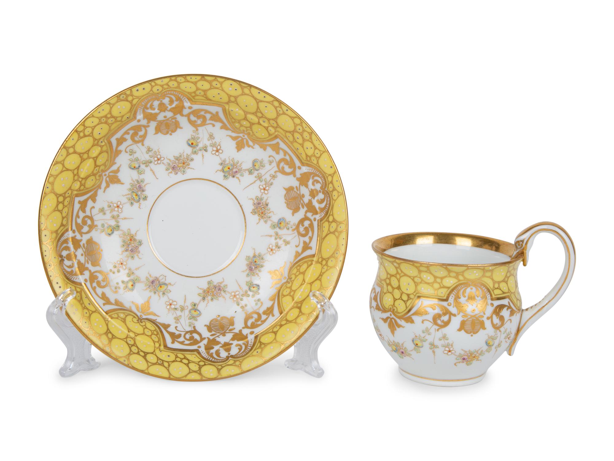 Five Meissen Porcelain Teacups and Saucers — PRIMARILY 19TH CENTURY