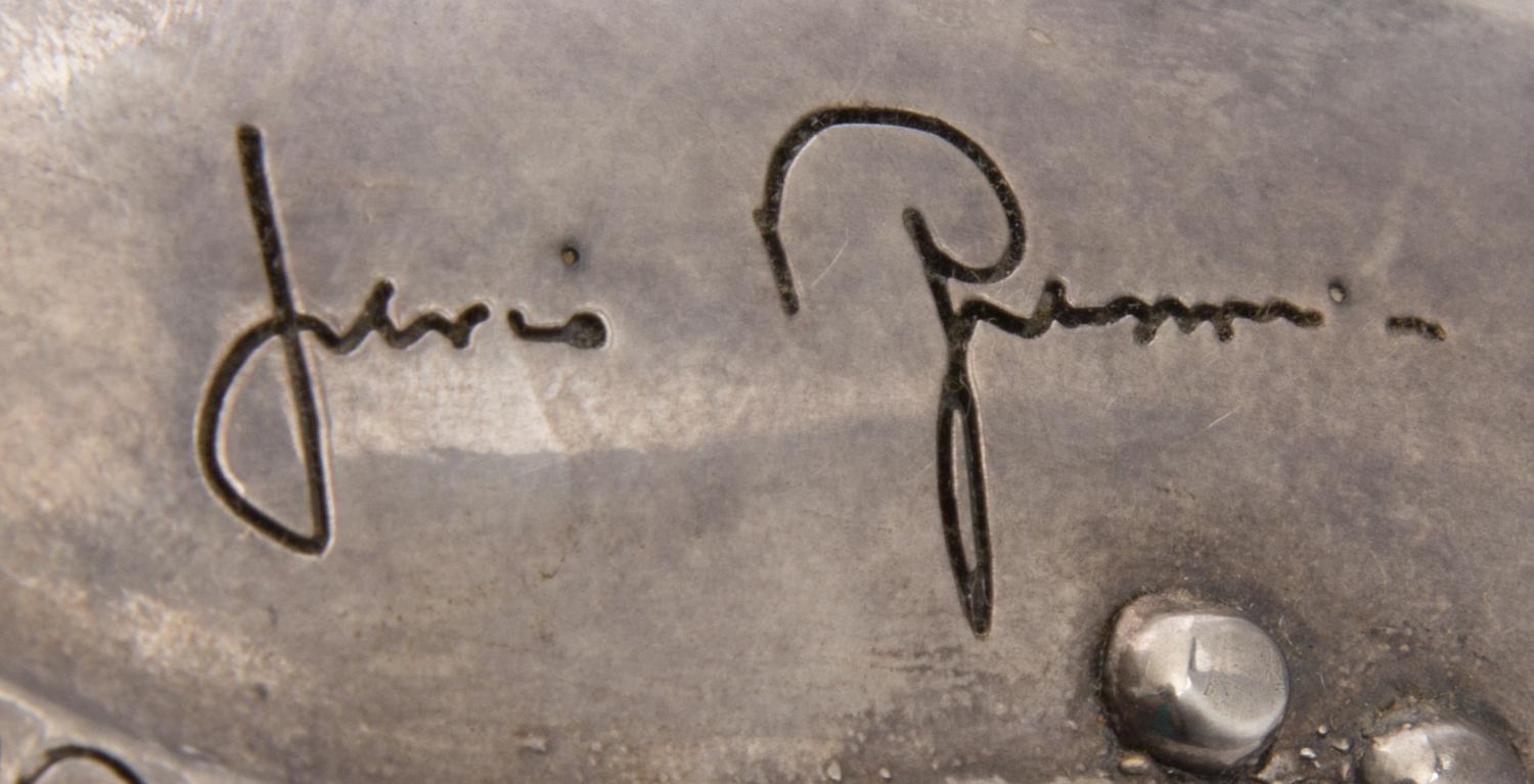 A Silver-Plate Table Ornament, 20th Century, in the form of a cornucopia, signed and marked indistinctly.