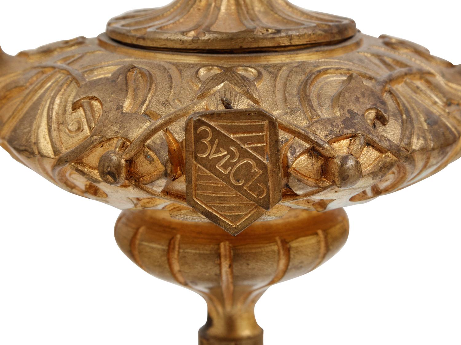 A Continental Gilt Bronze Candelabrum