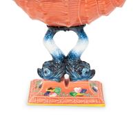 A Pair of Italian Glazed Ceramic Shell-form Compotes on Dolphin Supports