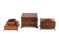 A Group of Three English Gilt-Bronze Mounted Boxes