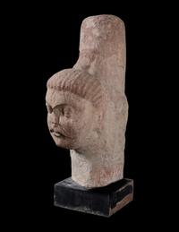 An Indian Carved Stone Head of Buddha