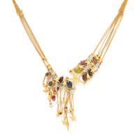 YELLOW GOLD AND MULTIGEM FRINGE NECKLACE