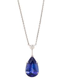 TANZANITE AND DIAMOND PENDANT/NECKLACE