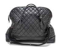 A Chanel Black Quilted Weekender Bag, 27" x 18.5" x 9".
