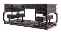A Large Hardwood Writing Desk Height 32 1/2 x width 75 1/2 x depth 34 1/2 inches. — 19TH/EARLY 20TH CENTURY