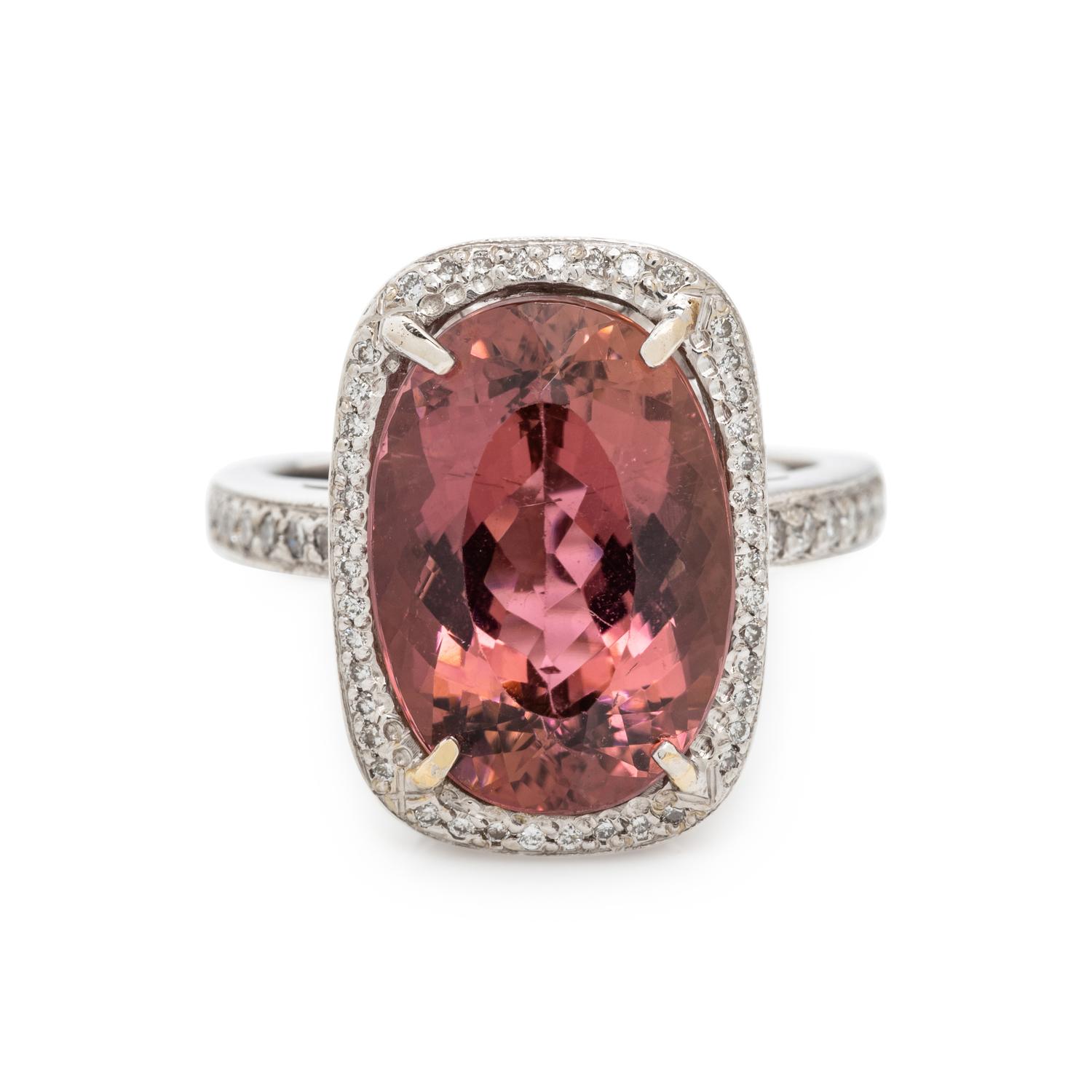 PINK TOURMALINE AND DIAMOND RING