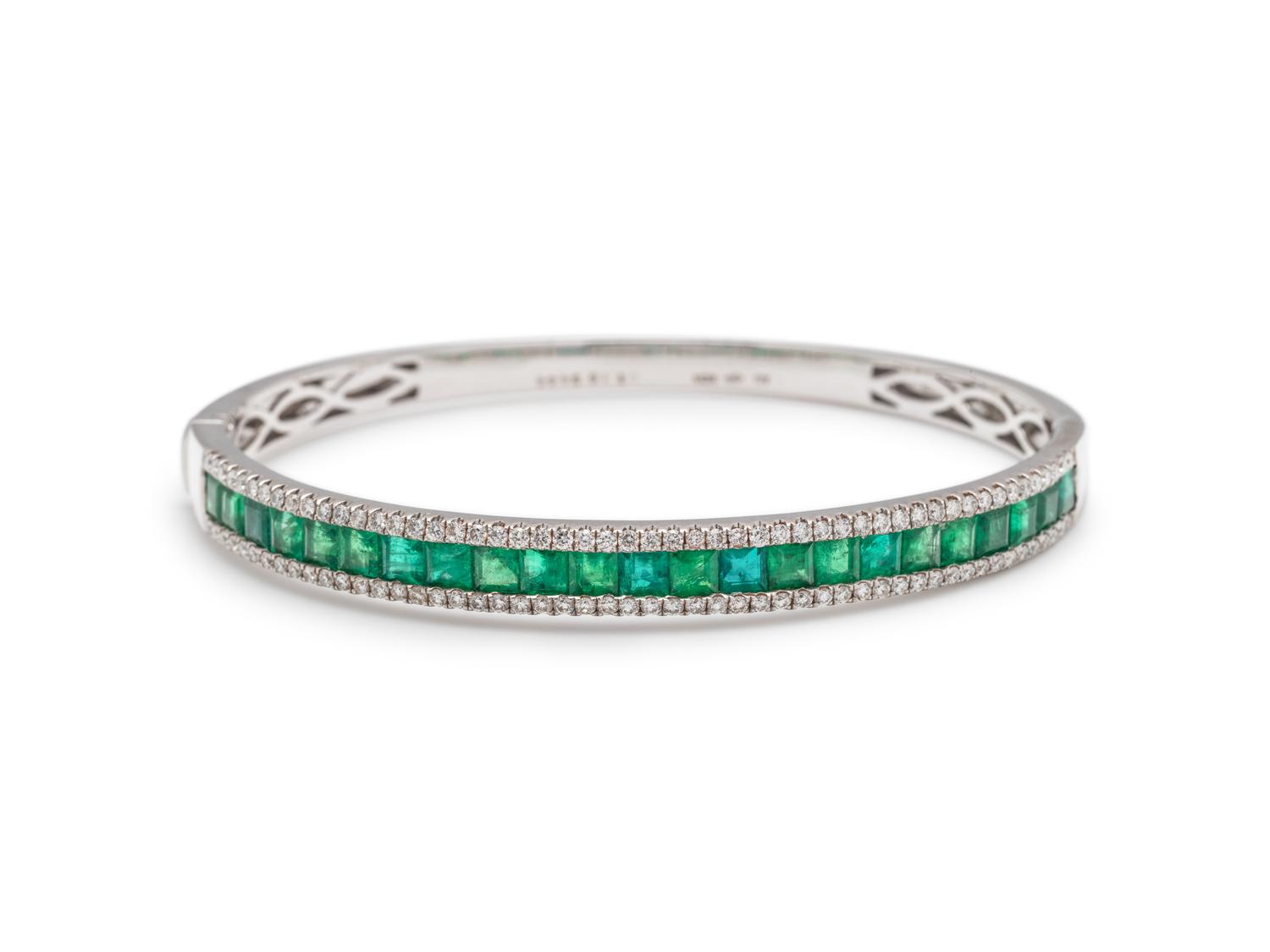 EMERALD AND DIAMOND BANGLE BRACELET