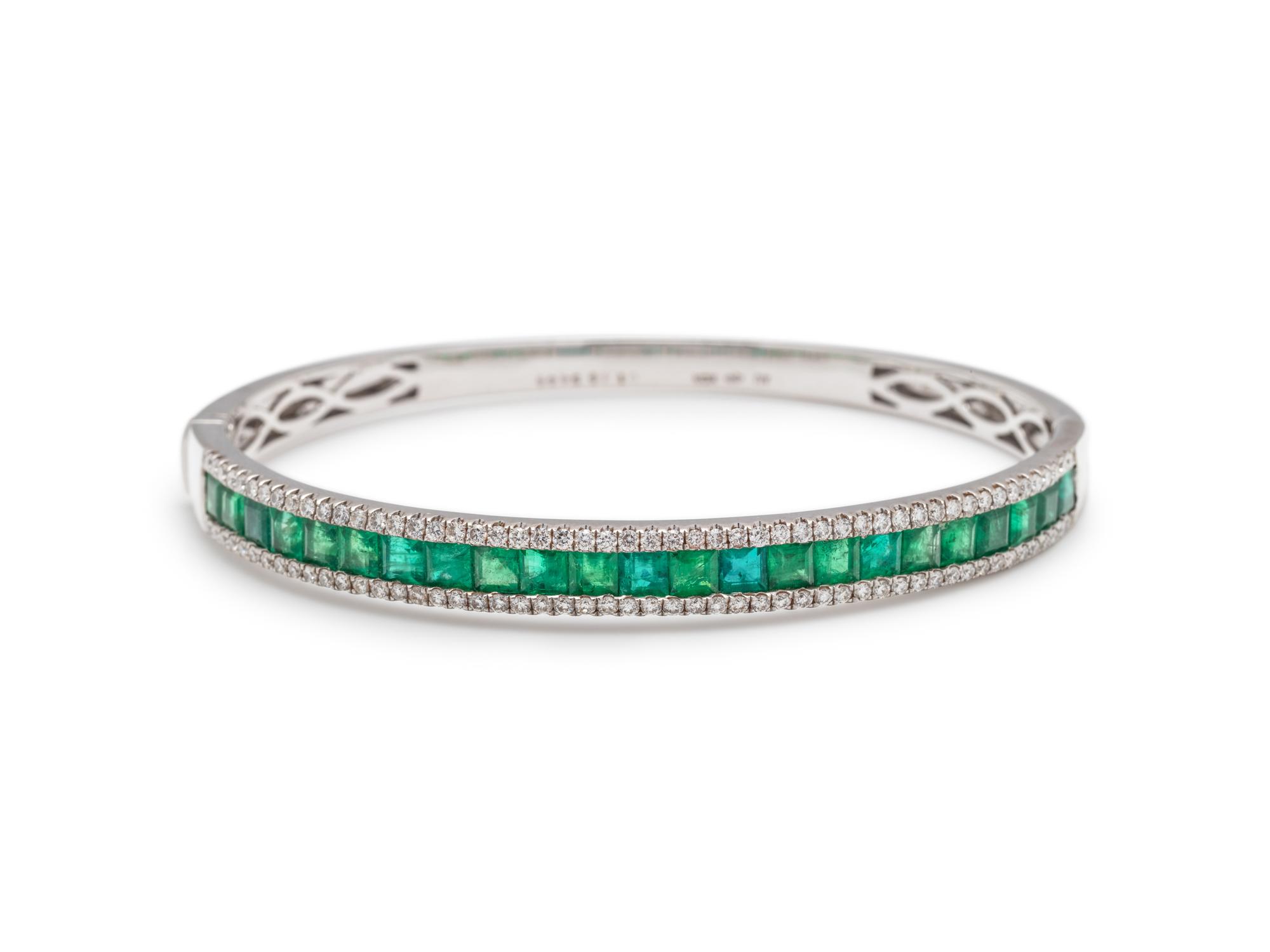 EMERALD AND DIAMOND BANGLE BRACELET