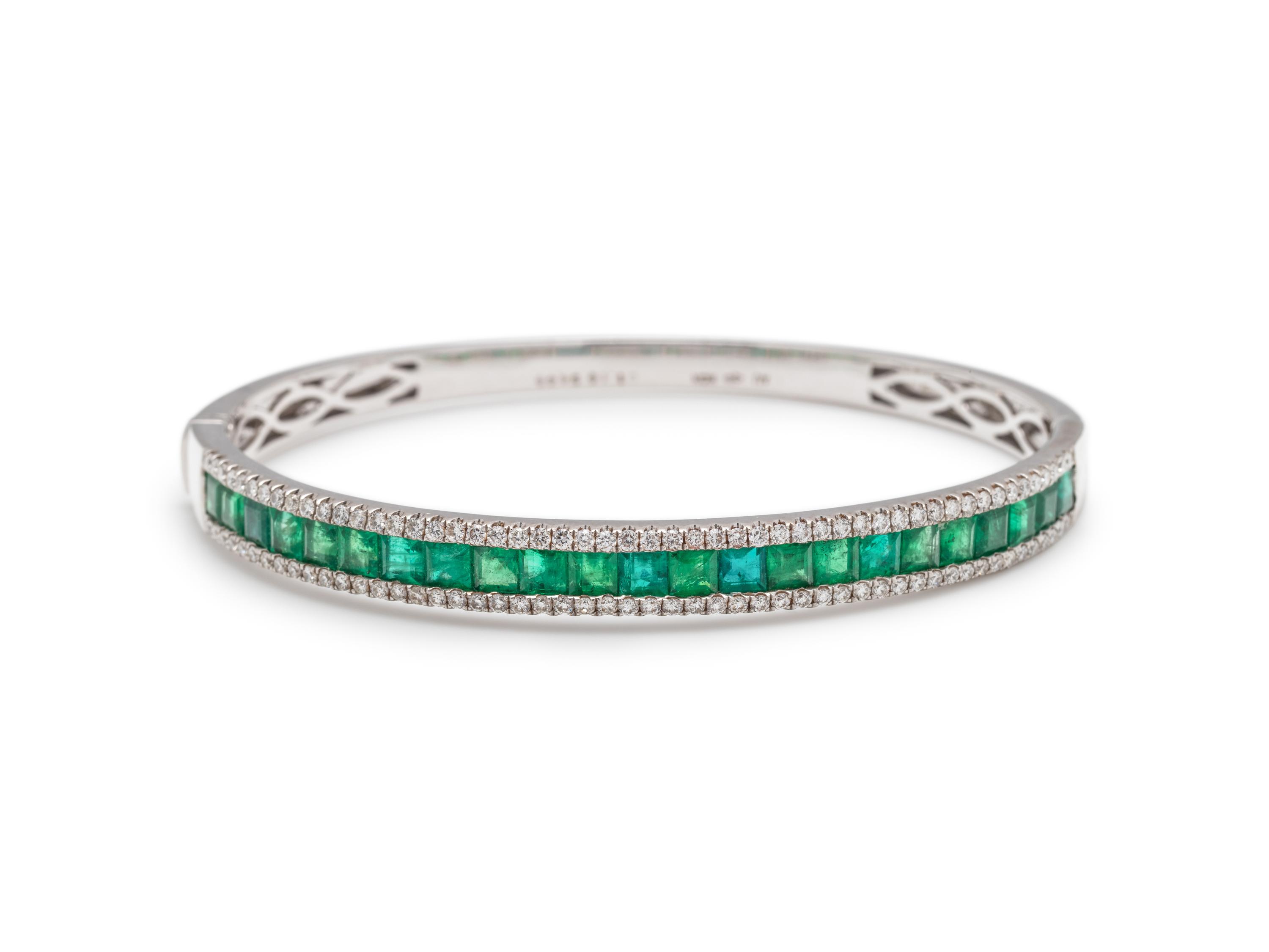 EMERALD AND DIAMOND BANGLE BRACELET