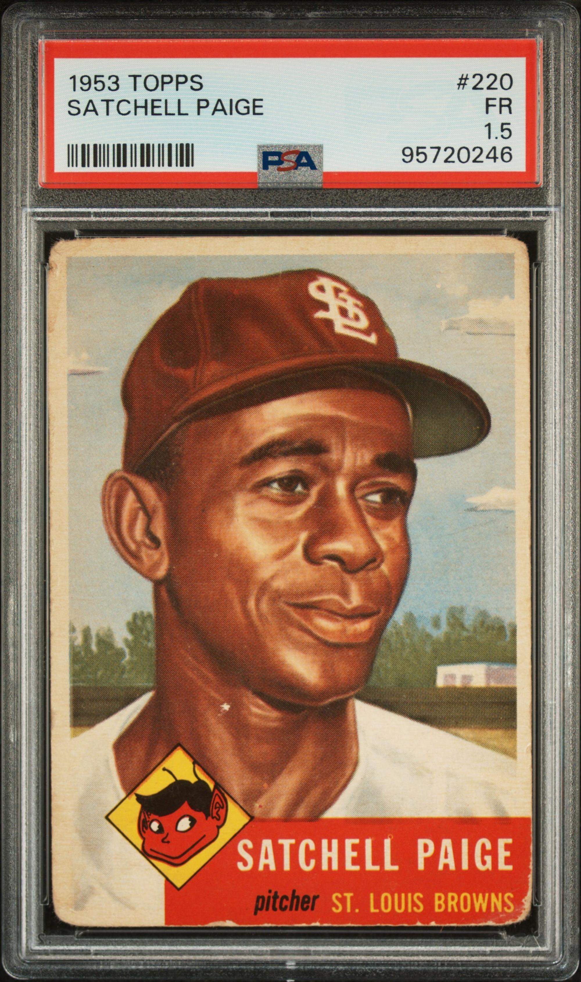 A 1953 Topps Satchel Paige Baseball Card No. 220 (PSA 1.5)