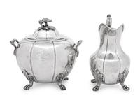 An American Coin Silver Creamer and Covered Sugar Set
