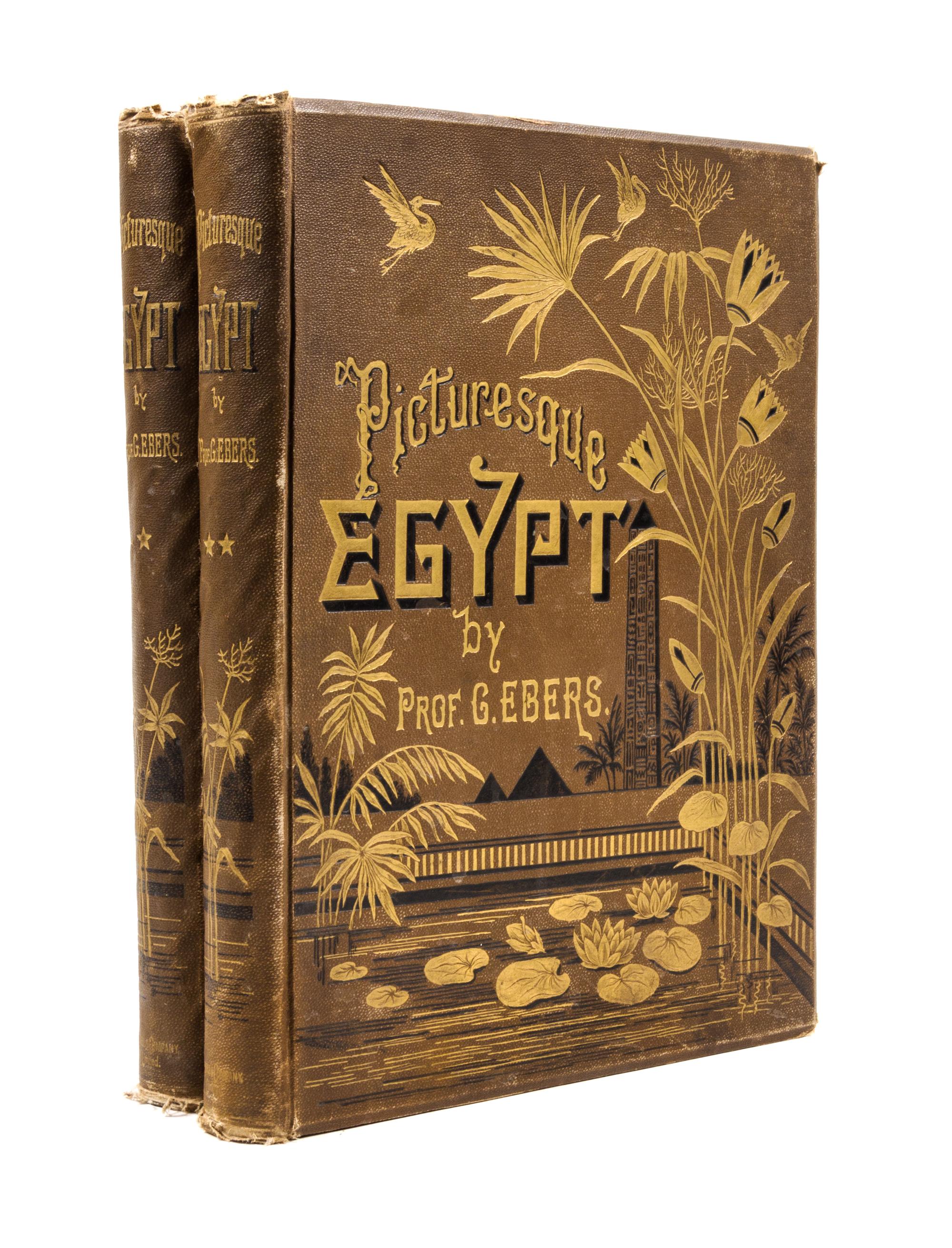(MIDDLE EAST) EBERS, G. Egypt: Descriptive, Historical, and Picturesque. London, Paris, NY, 1884. 2 vols. First English ed.
