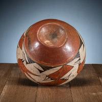 Zia Polychrome Pottery Bowl, with Three Zia Birds