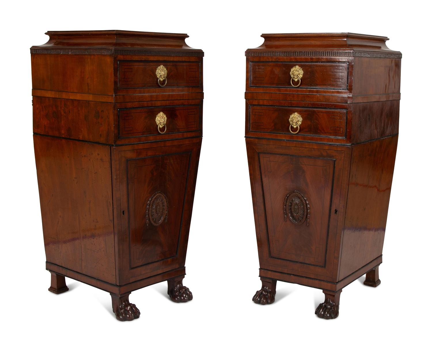 A Pair of Regency Mahogany Pedestal Cabinets