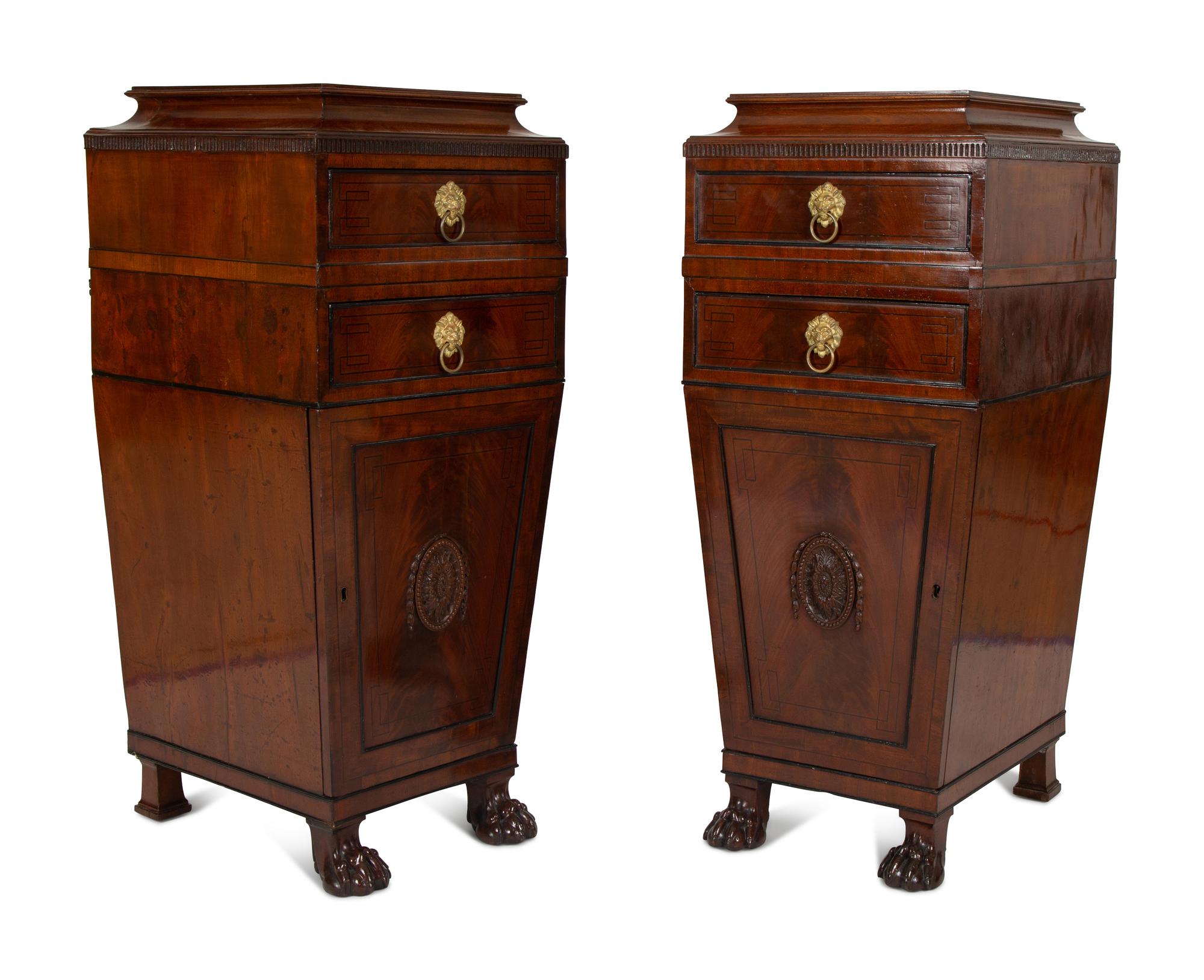 A Pair of Regency Mahogany Pedestal Cabinets