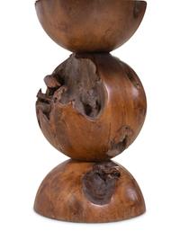 A Contemporary Cast Metal and Burlwood Center Table